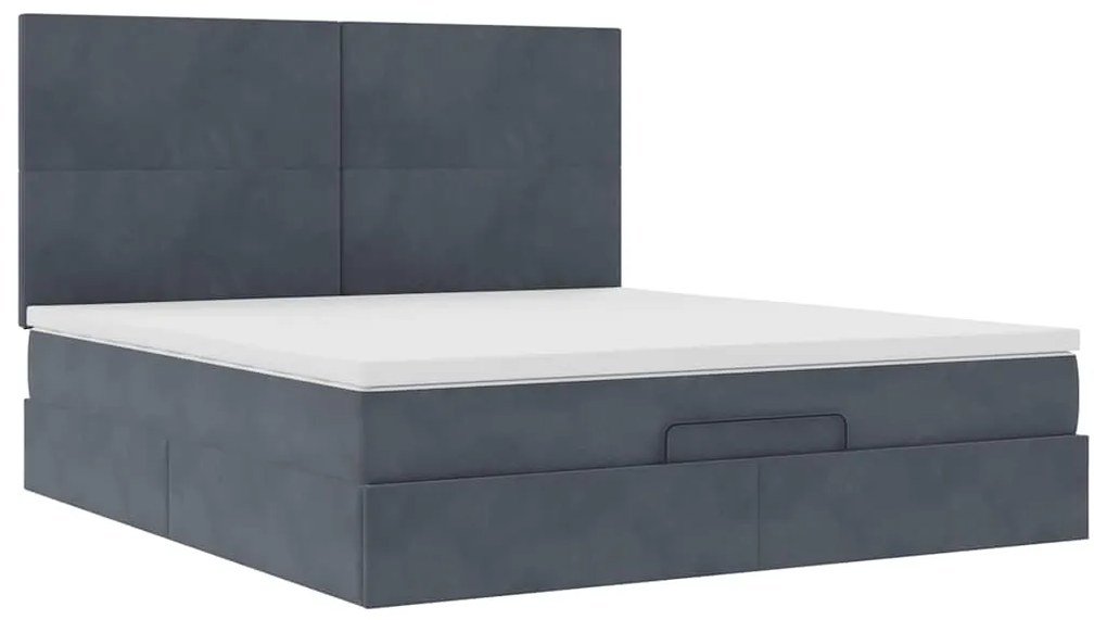 Estrutura cama otomana colchões 180x200 cm cinzento escuro