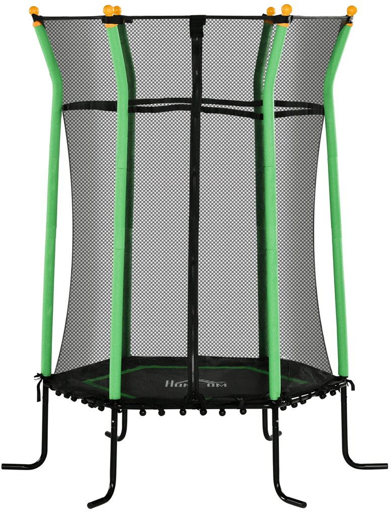 HOMCOM Trampolim para Crianças com Rede de Segurança e Estrutura de Aço para Interiores e Exteriores Carga 50kg Ø163,5x190 cm Verde