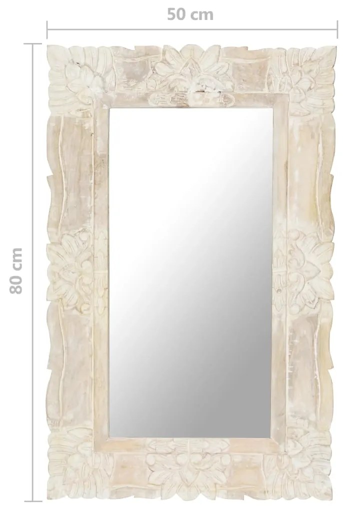 Espelho 80x50 cm madeira de mangueira maciça branco