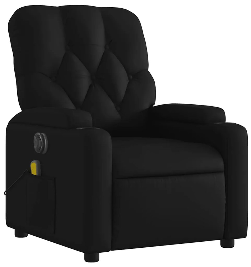 Poltrona massagens reclinável elétrica couro artificial preto