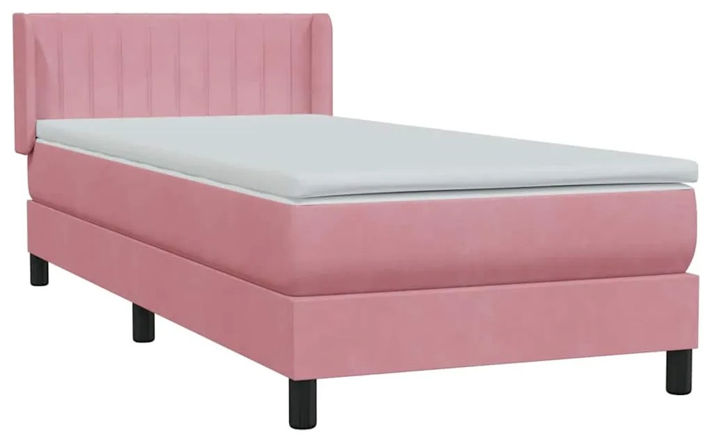 Cama com molas/colchão 80x220 cm veludo rosa