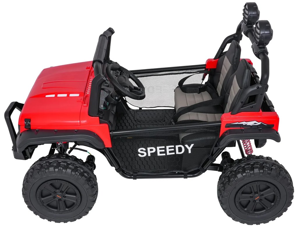 Jipe elétrico para Crianças 2 Lugares 24V 4x4 PASSION 4x4 Off-Road Rodas Espuma EVA, Assento couro ecológico Vermelho