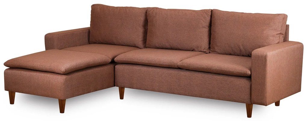 Sofá de 3 Lugares Chaise Longue "Pafu Lungo" - 255x154x46 cm - Castanh