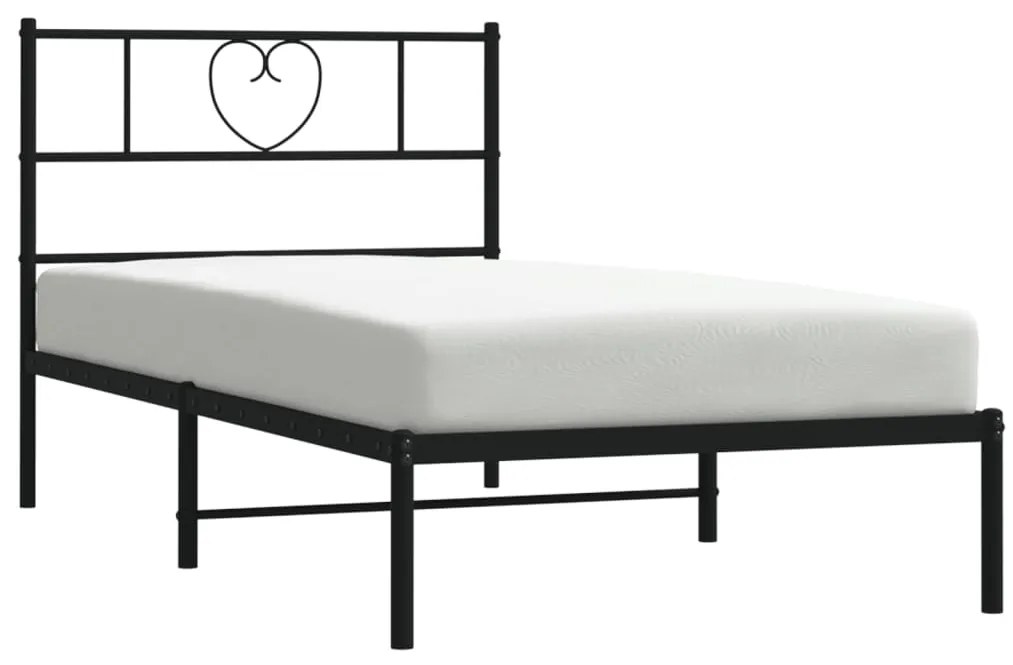 Estrutura de cama com cabeceira 80x200 cm metal preto