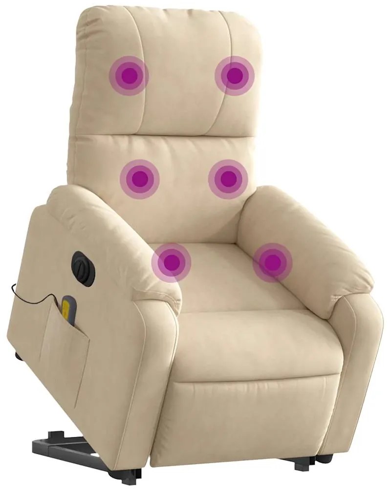 Poltrona de massagens elétrica elevatória microfibra cor creme