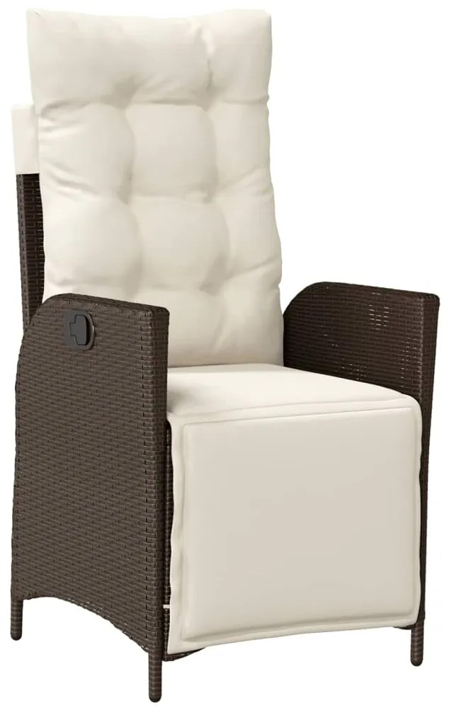 5 pcs conjunto jantar p/ jardim c/ almofadões vime PE castanho