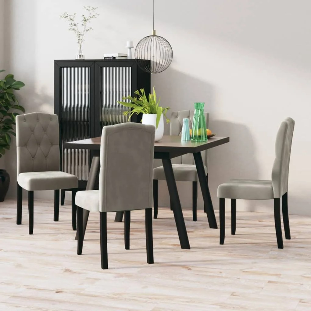 vidaXL Cadeiras de jantar 4 pcs veludo cinzento-claro