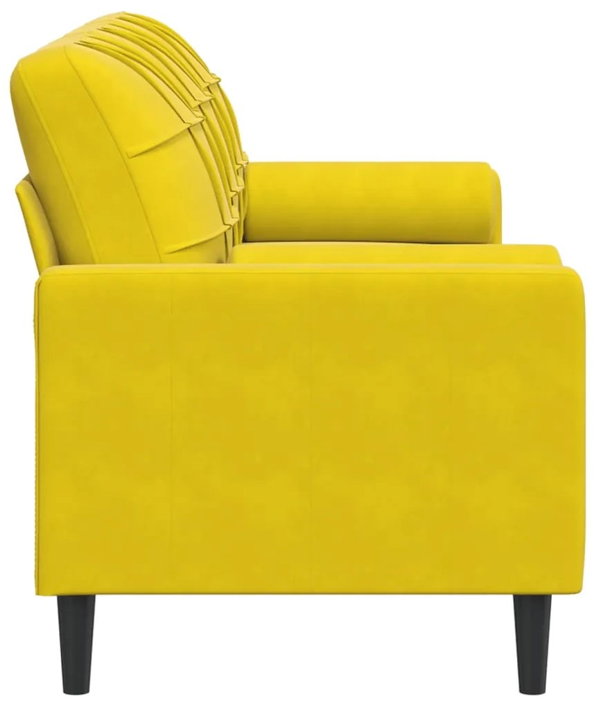 Sofá 3 lugares c/ almofadas decorativas 180 cm veludo amarelo