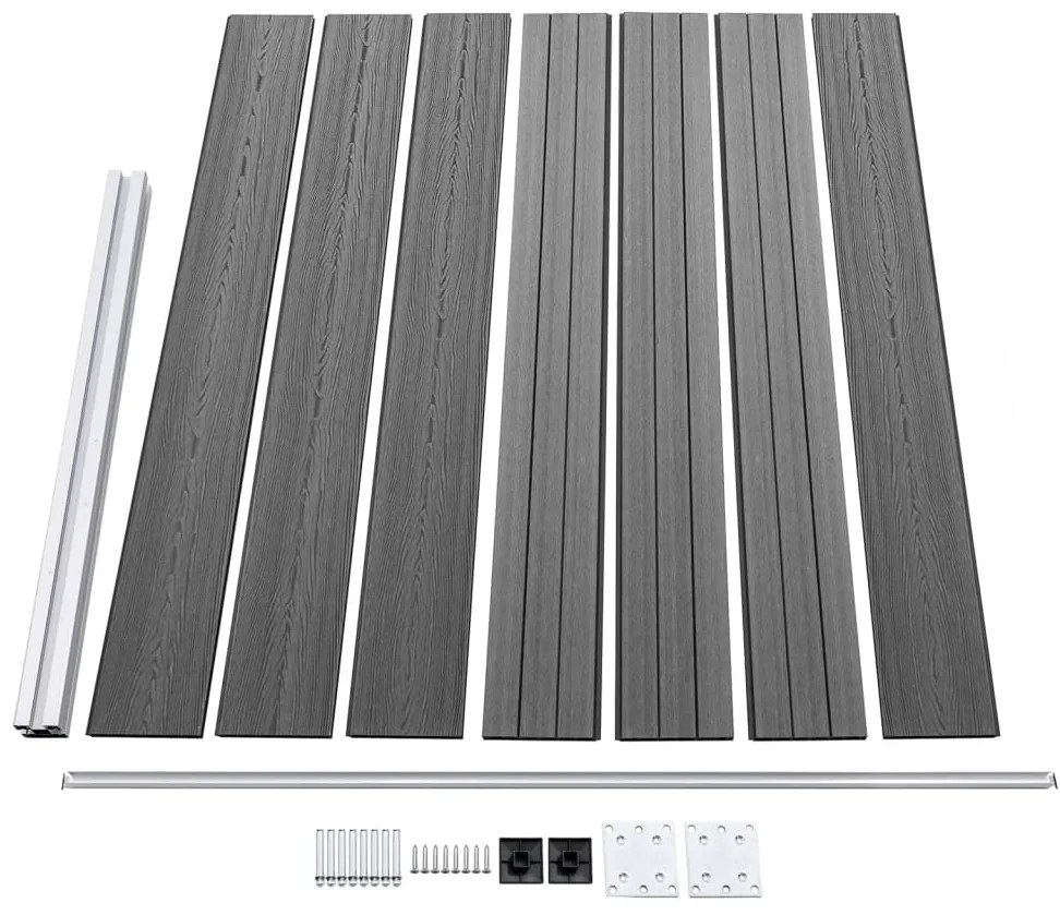 Conjunto painel de cerca 353x146 cm WPC cinzento