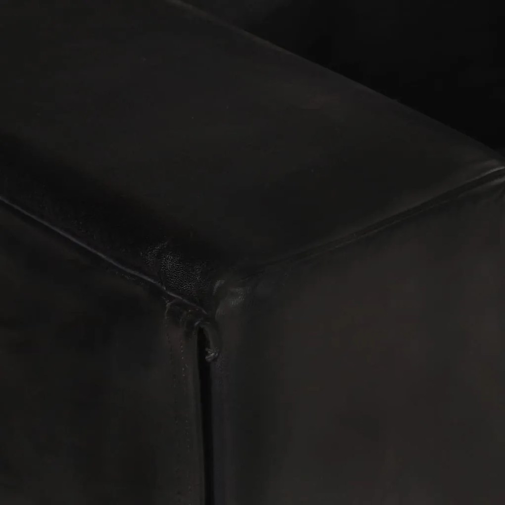 Sofá de 2 lugares em couro genuíno preto