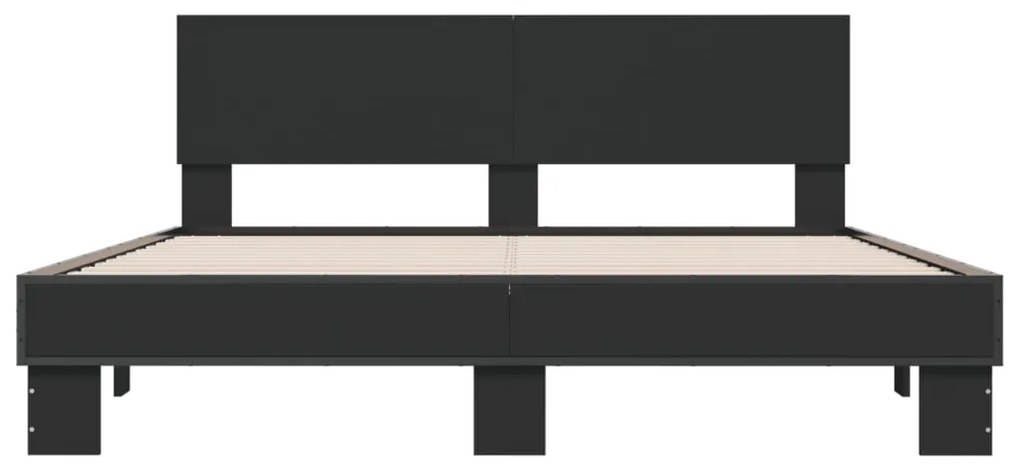 Estrutura de cama 150x200 cm derivados de madeira/metal preto