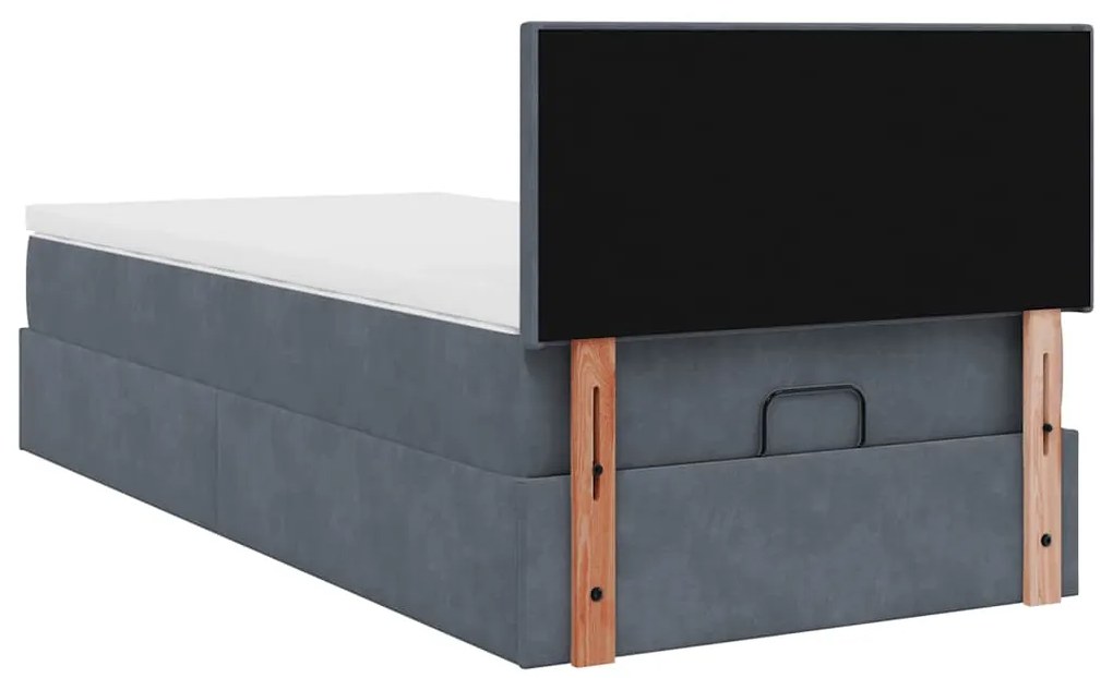 moldura de cama otomana vidaXL com colchão cinza escuro veludo