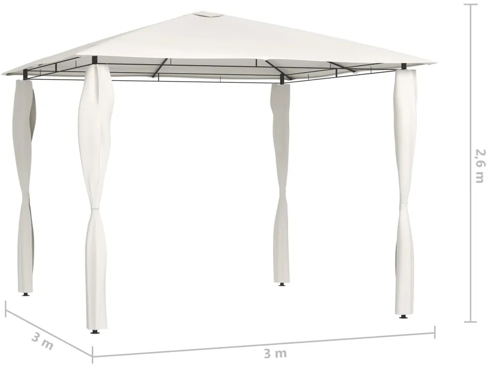Gazebo 3x3x2,6 m com capas postes 160 g/m² cor creme