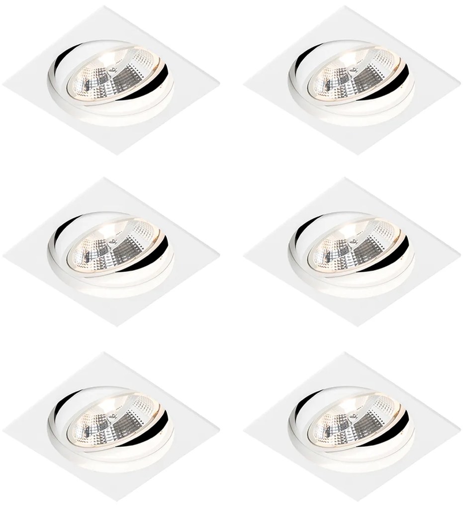 Conjunto de 6 Foco de encastrar moderno branco dirigível - CHUCK 111