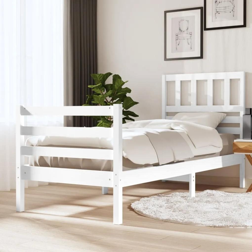 3101049 vidaXL Estrutura cama pequena solteiro 75x190 cm madeira maciça branco