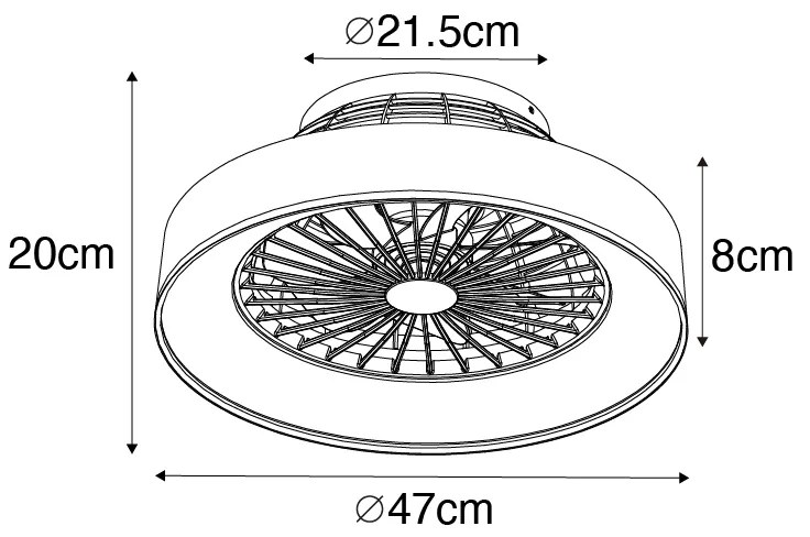Ventilador de teto cinzento c/ LED e comando remoto - Emily Moderno