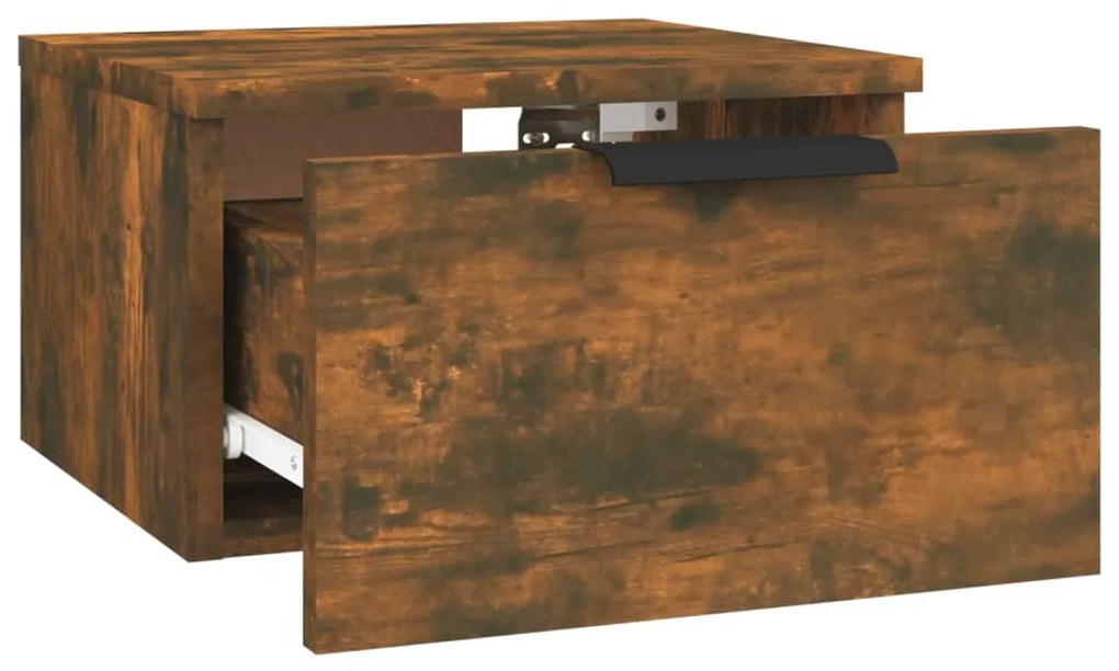Mesa de cabeceira de parede 34x30x20 cm cor carvalho fumado