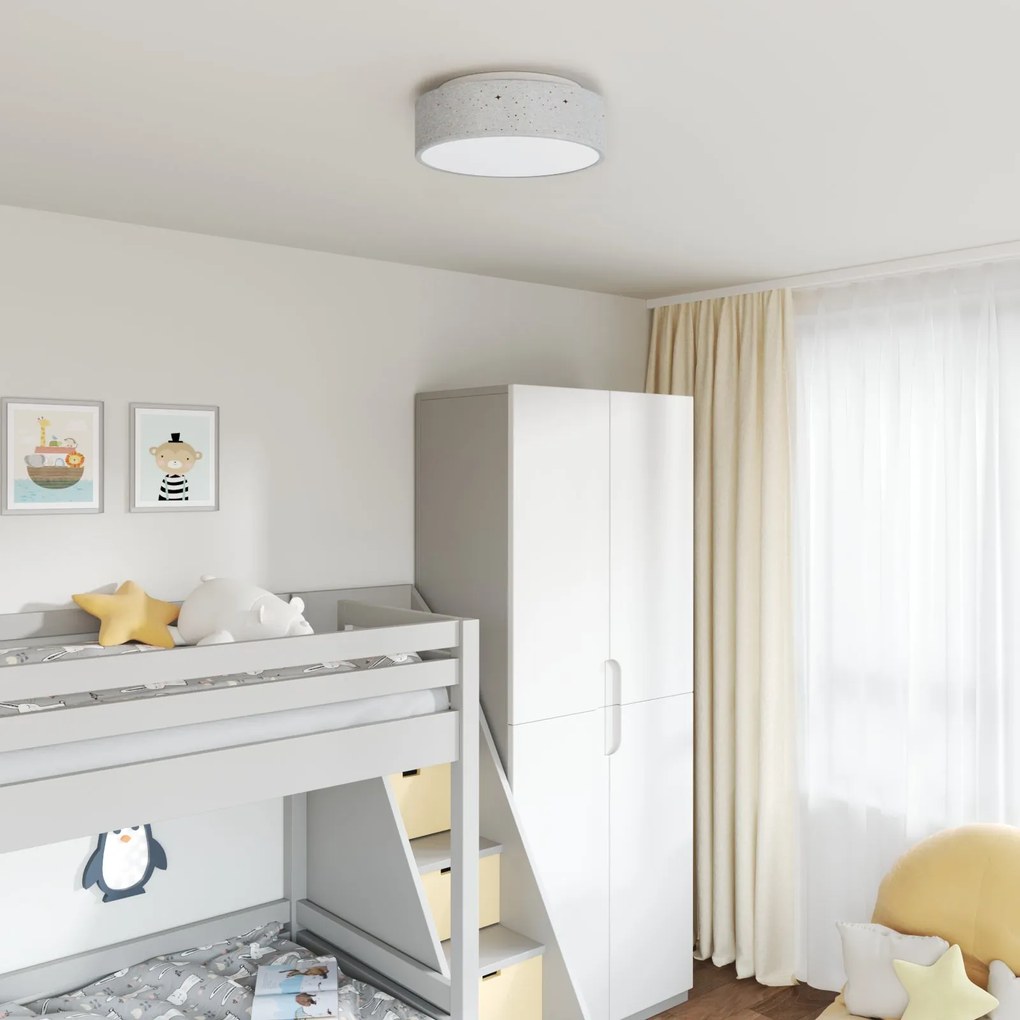 Luzes de Teto com Abajur Estelar Cinza Ø 38 cm Tecido E27