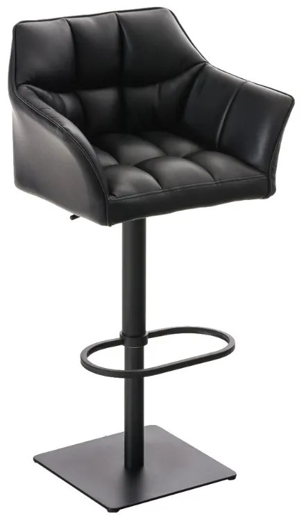 Banco de bar Damaso em couro sintético e com estrutura preta 64 x 88-113 x 45 cm Preto