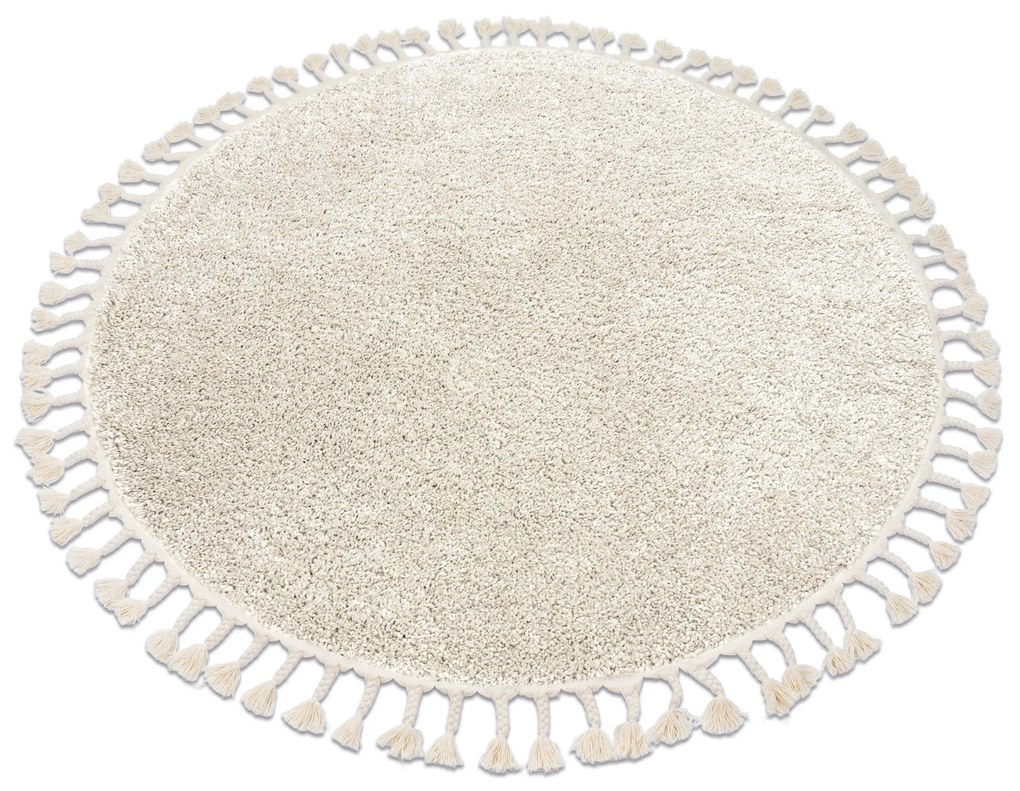 Tapete BERBER 9000 circulo creme Franjas berbere marroquino shaggy - PRODUTO DE SEGUNDA