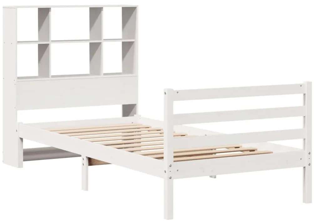 Cama com estante sem colchão 90x190 cm pinho maciço branco