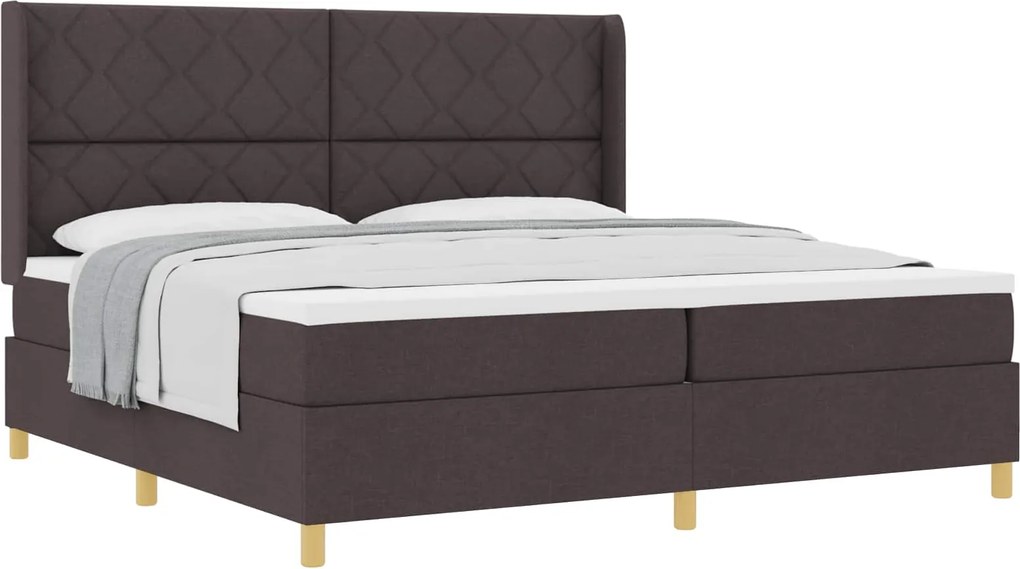 vidaXL Cama Box com colchão Marrom Escuro 200 x 200 cm tecido