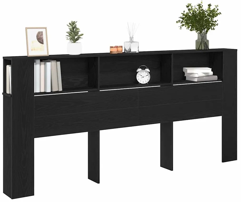 Cabeceira Cabinet vidaXL Preto Carvalho 220x18,5x104,5 cm