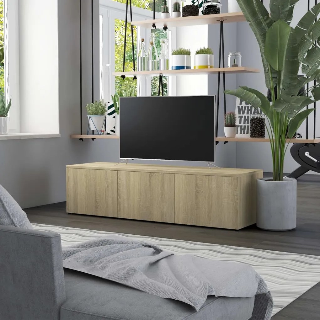 vidaXL Móvel de TV 120x34x30 cm derivados de madeira carvalho sonoma