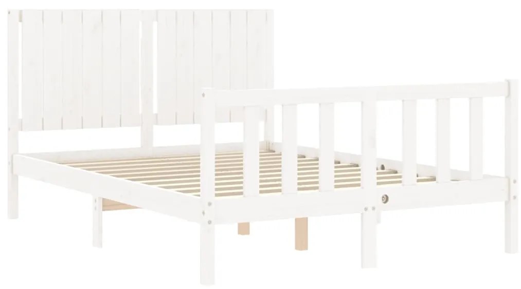 Estrutura de cama com cabeceira 140x190cm madeira maciça branco