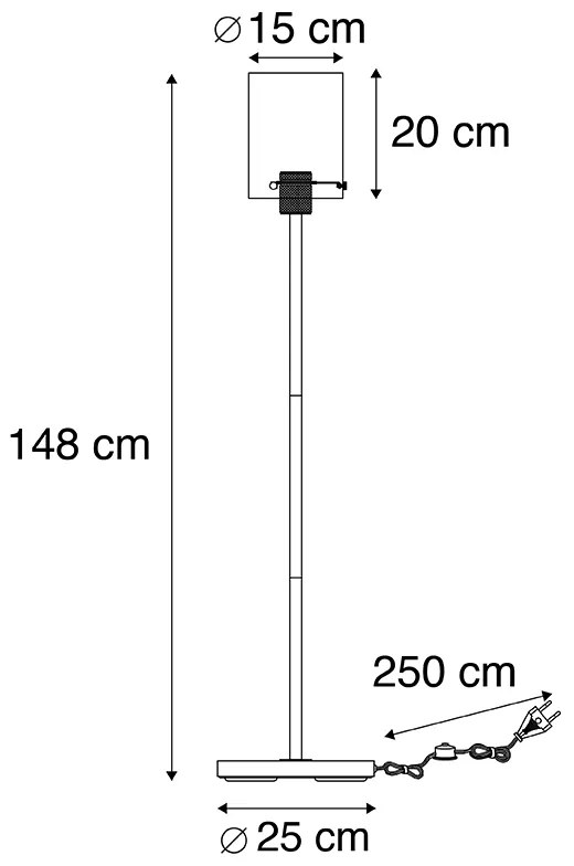 Candeeiro de pé design preto com vidro fumê - Dome