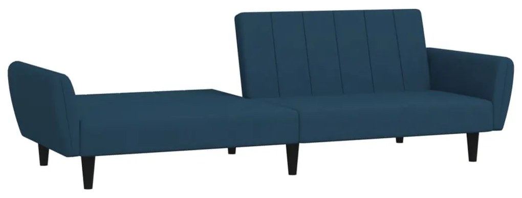 Sofá-cama de 2 lugares veludo azul