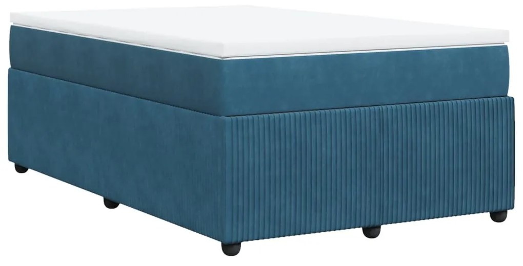 Cama boxspring com colchão 120x190 cm veludo azul-escuro