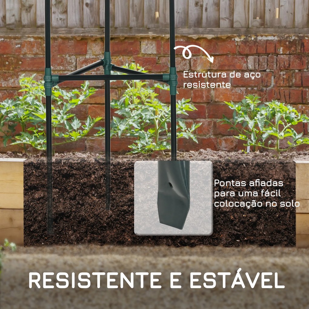 Conjunto de 3 Suportes para Plantas Trepadeiras Torre de Treliça para Plantas Frutas Verduras 38x38x182 cm Verde