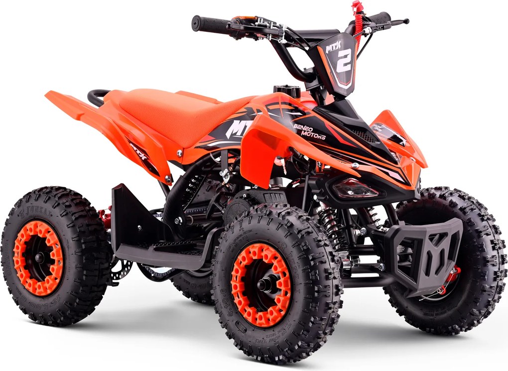 Mini Moto 4 Infantil para crianças 5 a 9 anos 50CC Beneo Motors MTX, velocidade até 40 Km/h com limitador Laranja
