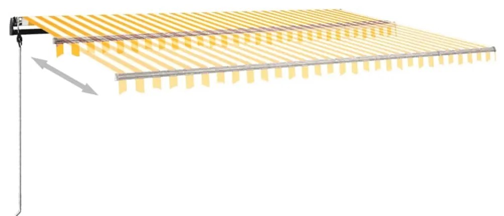 Toldo retrátil manual com LED 500x300 cm amarelo e branco