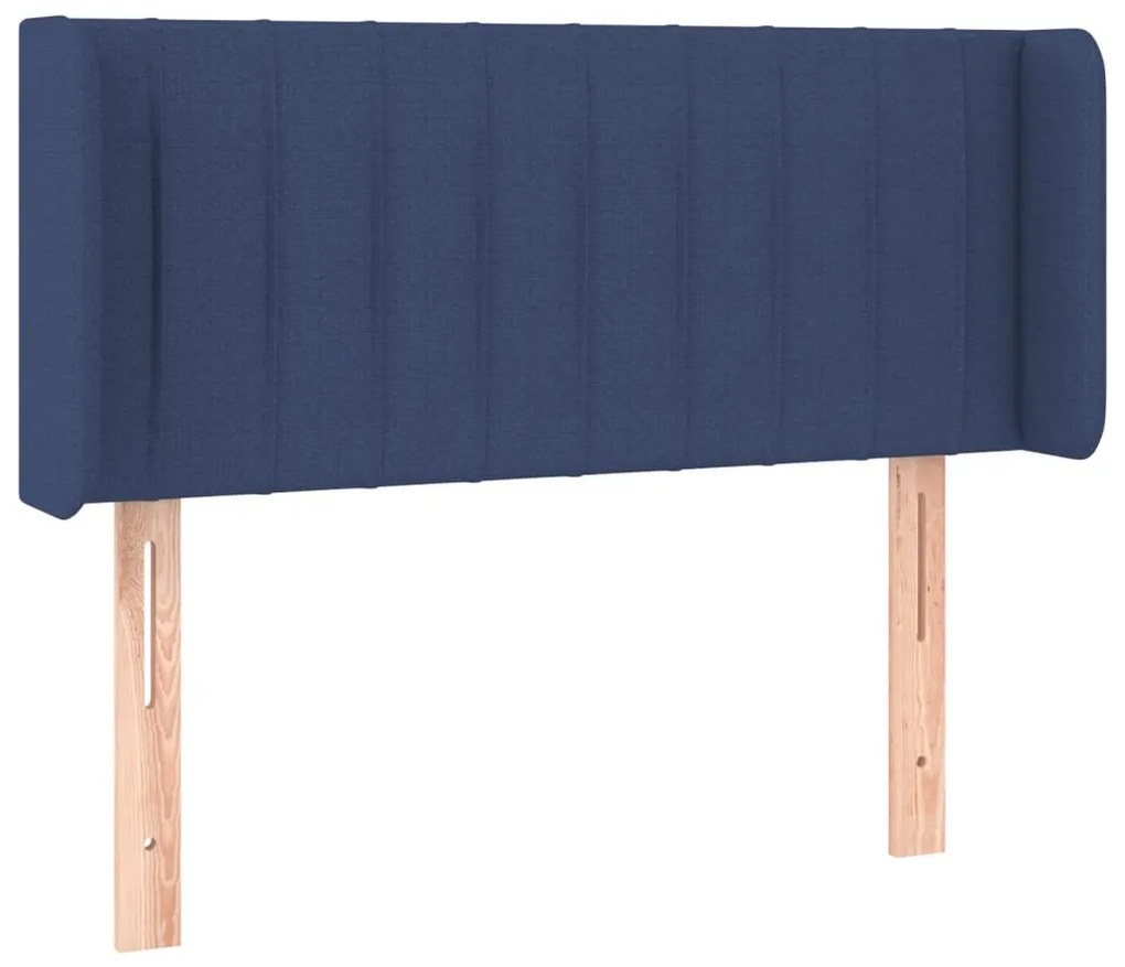 Cabeceira de cama c/ luzes LED tecido 103x16x78/88 cm azul
