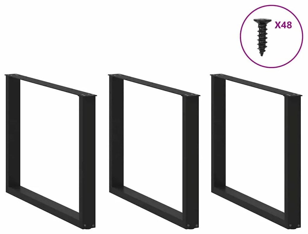 Pés para mesa de jantar em formato de U, 2 peças, preto, 100x(72-73) c