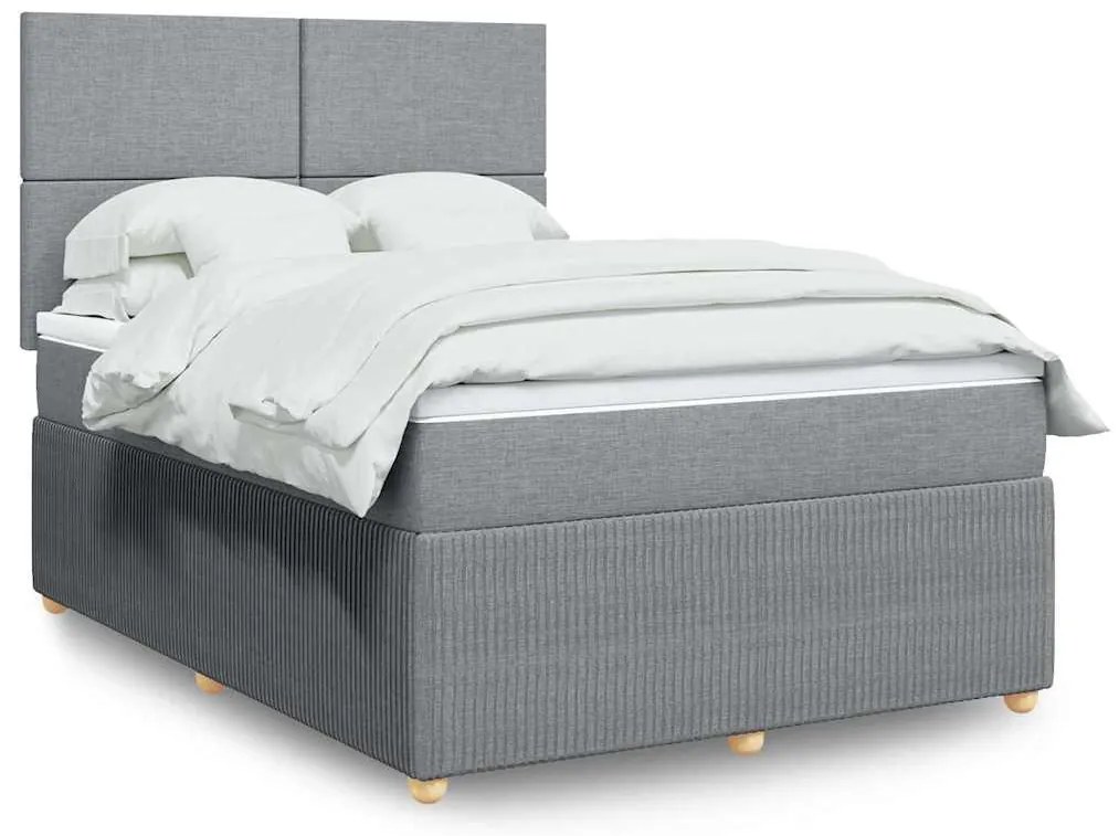 vidaXL Cama com molas/colchão 160x200 cm tecido cinzento-claro