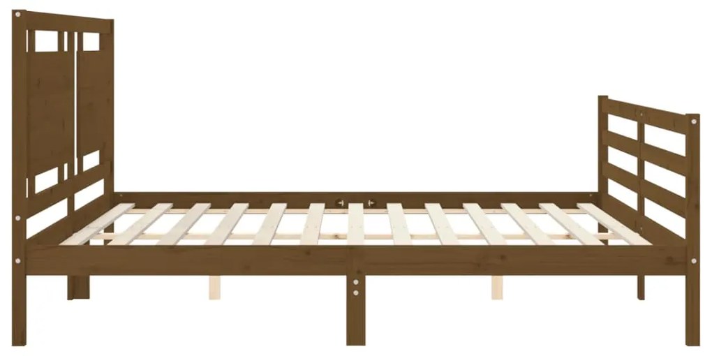 Estrutura cama c/ cabeceira 200x200cm maciço castanho-mel