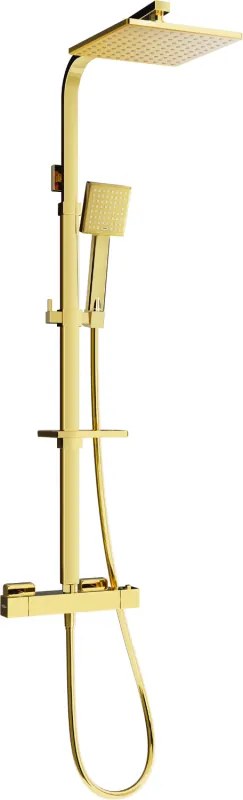 Mexen CQ45 conjunto de chuveiro de superfície com chuveiro de teto e torneira termostática, dourado - 772504595-50