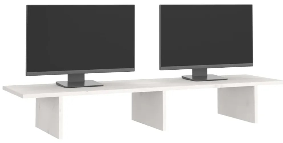 Suporte para monitor 100x27x15 cm pinho maciço branco