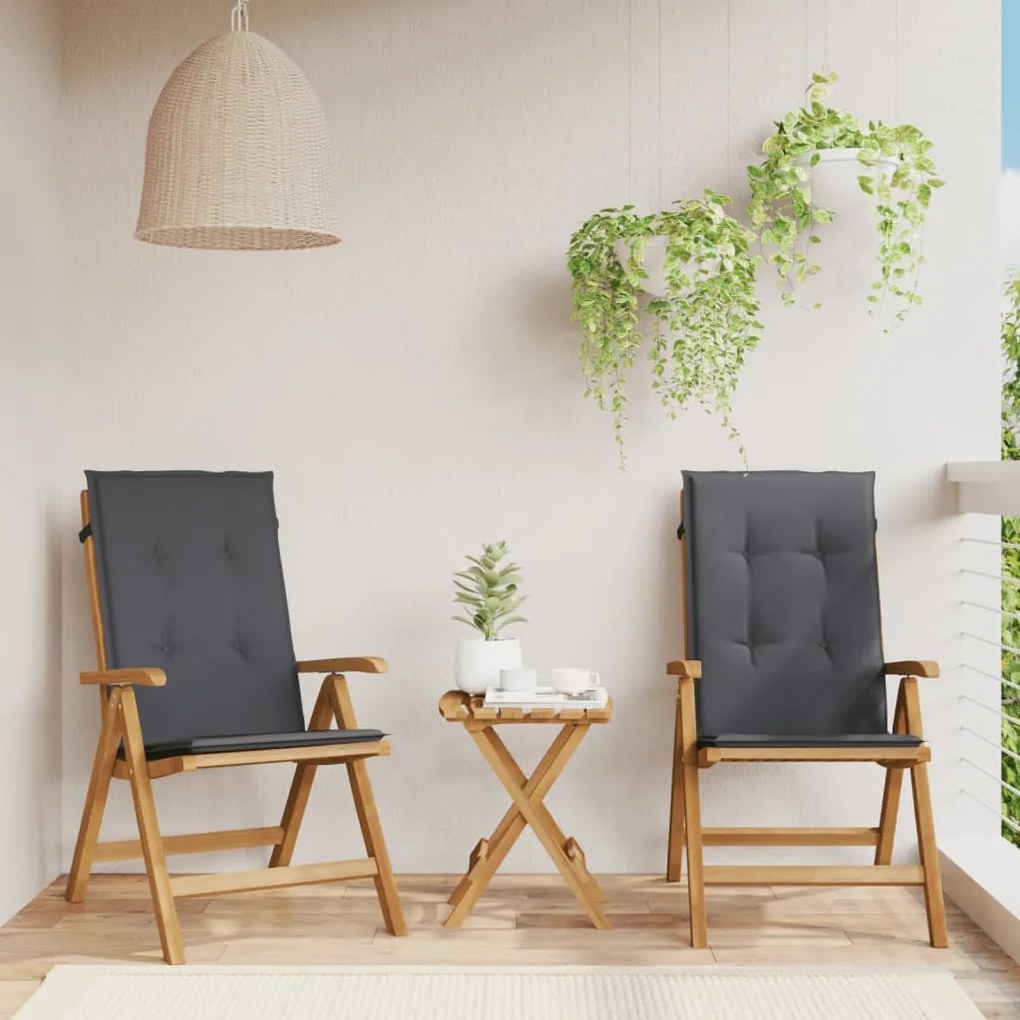 vidaXL Cadeiras de jardim reclináveis c/ almofadões 2 pcs teca maciça