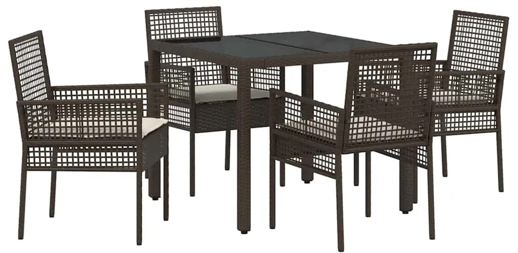 Conjunto de Jantar para Jardim 5 pcs Castanho 90 x 90 x 75 cm