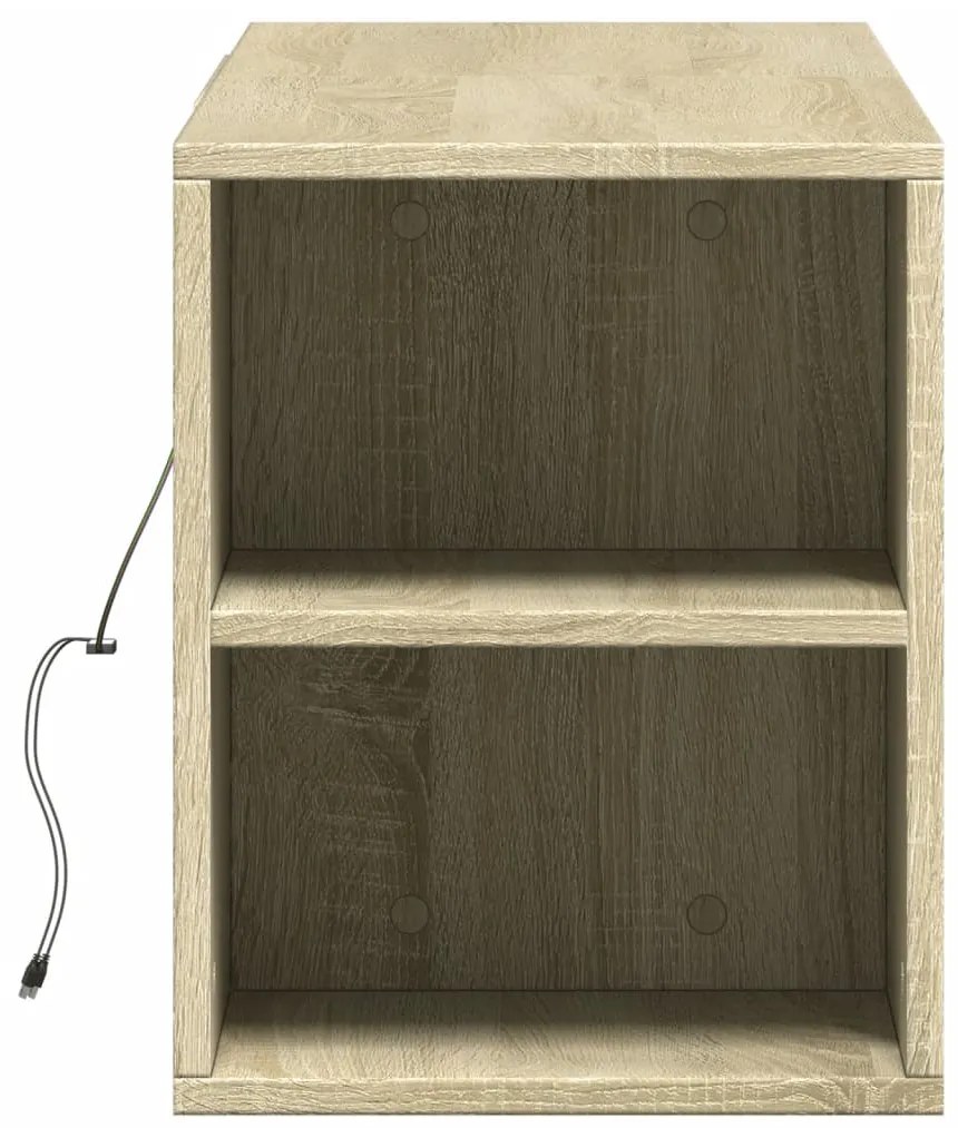 Móvel de parede p/ TV c/luzes LED 135x31x39,5cm carvalho sonoma