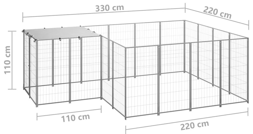 Canil 6,05 m² aço prateado