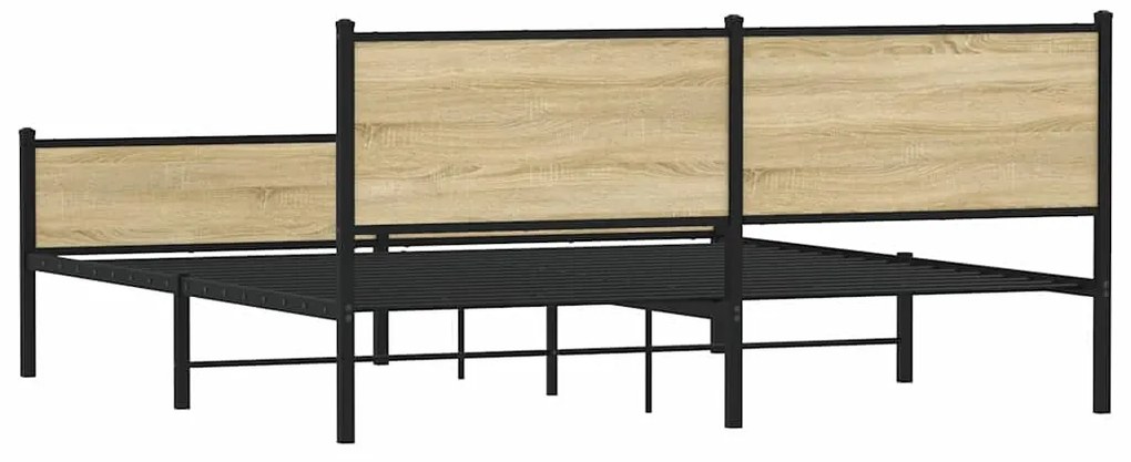 Estrutura de cama sem colchão 180x200cm metal carvalho sonoma