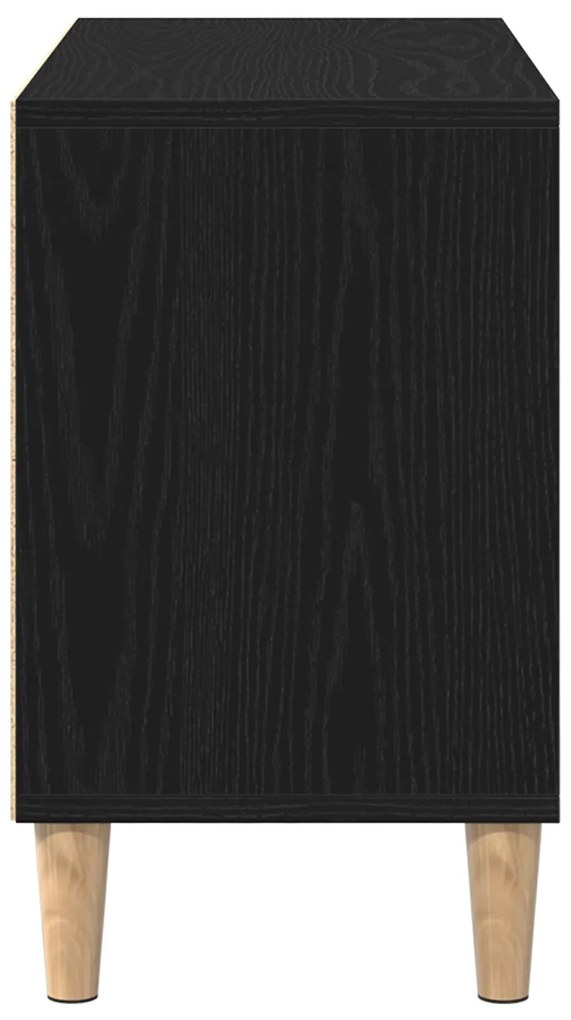 Gabinete de TV Carvalho Preto - 69.5x30x50 cm, Feito de Madeira de Eng