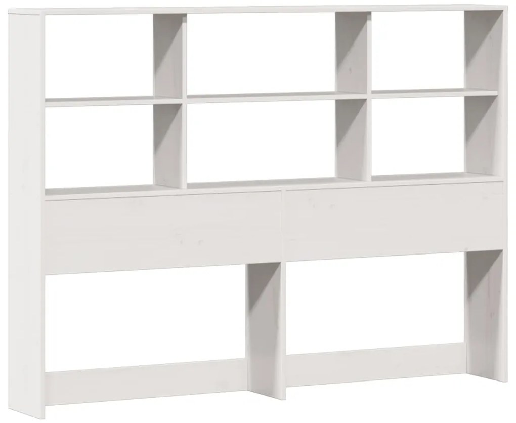 Cama com estante sem colchão 140x190 cm pinho maciço branco