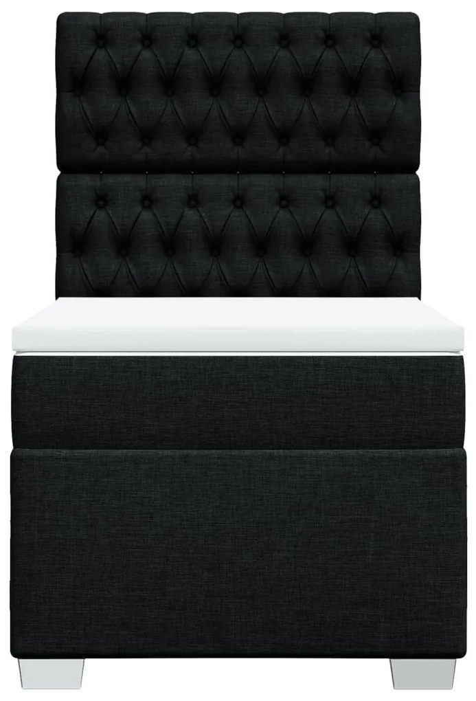 Cama com molas/colchão 90x200 cm tecido preto
