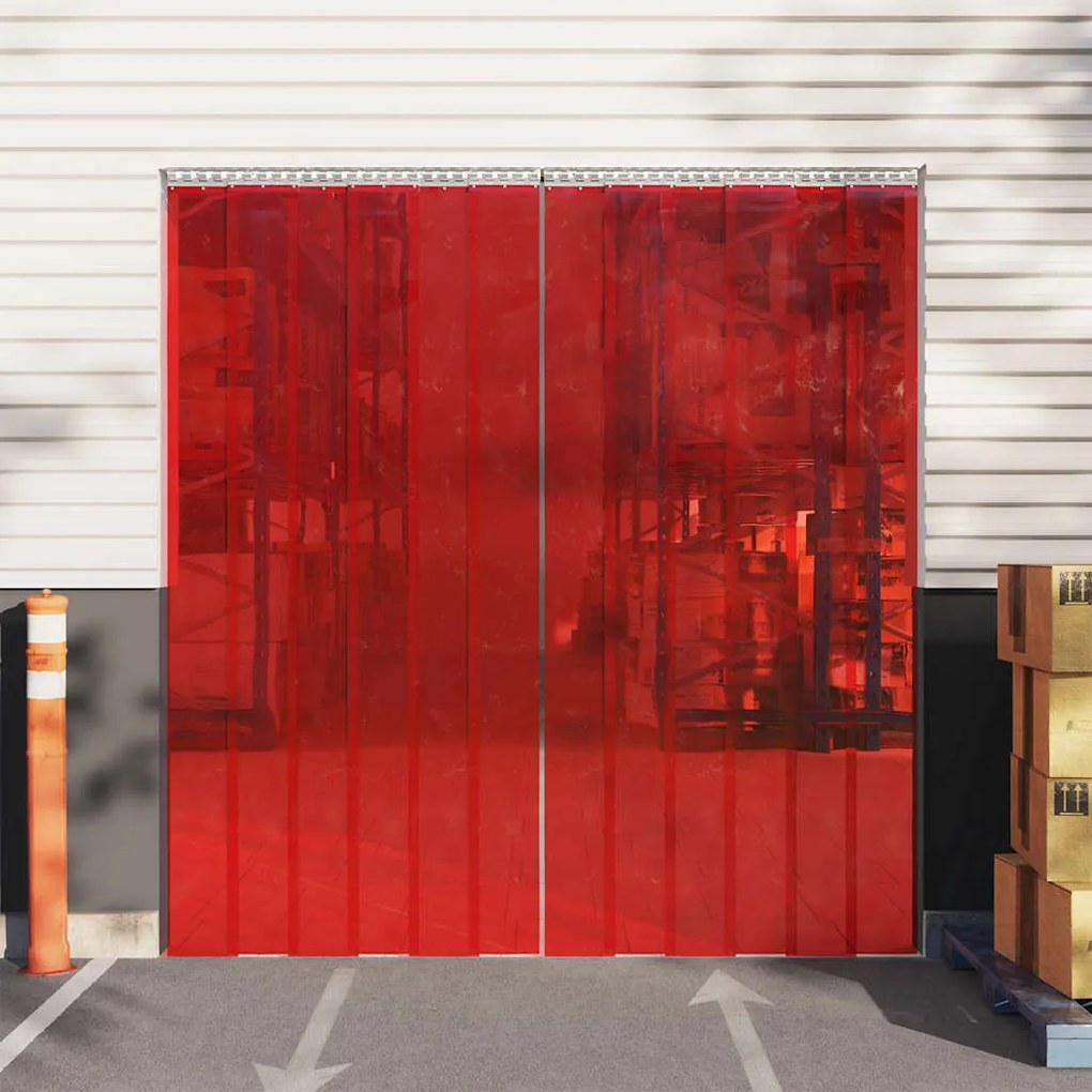 vidaXL Cortina de porta 200 mm x 1,6 mm 50 m PVC vermelho